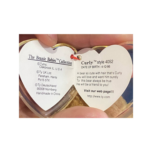 TY Beanie Baby Very Rare Curly the Bear with Tag Errors (1993/1996) & Brown Nose - Picture 8 of 9